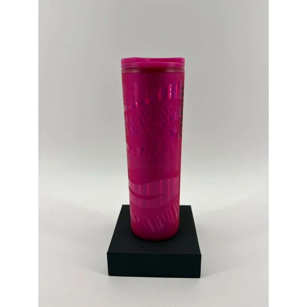 Starbucks‎ Travel Tumbler Unisex 16oz Hot Pink Geometric Textured Reusable Mug
